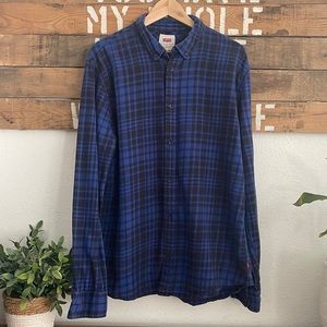 Levi's Blue Black Long Sleeve Plaid Button Down Flannel